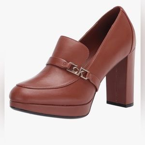 👞 - CALVIN KLEIN- genuine leather brown “Pressy Pump”